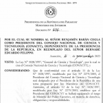 Decreto N° 636 - Benjamín Barán es designado nuevo titular del Consejo Nacional de Ciencia y Tecnología (Conacyt)