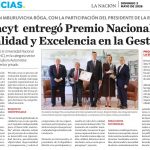 El Conacyt entregó el Premio Nacional a la Calidad 2025 en Mburuvicha Róga ante el presidente Santiago Peña. La distinción fue otorgada a la Universidad Nacional de Concepción y a Fujikura Automotive Paraguay, consolidando el compromiso con la excelencia en la gestión pública y privada.